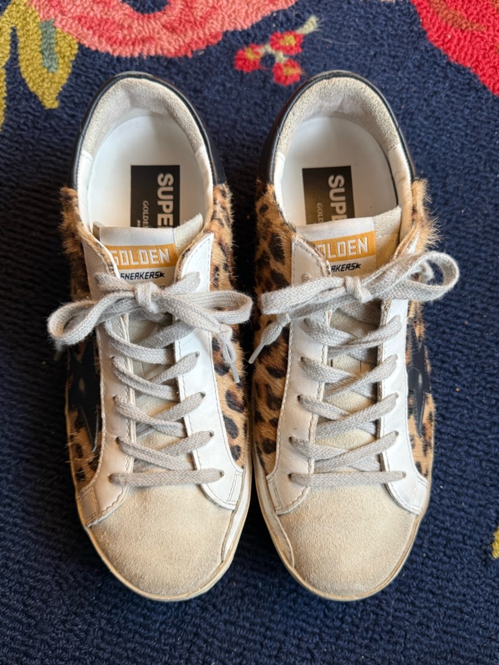 Golden Goose Superstar Leopard Print Calf Hair Sneakers - Picture 3 of 9
